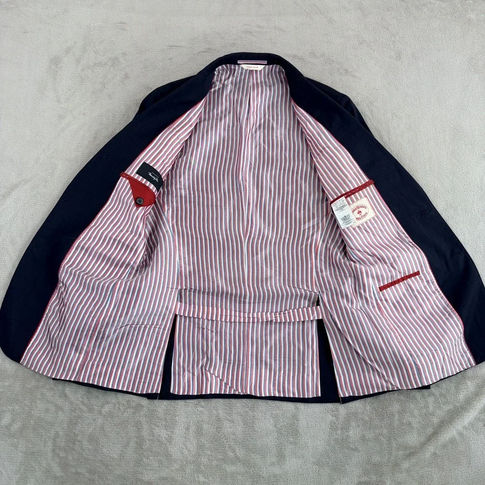 Brooks Brothers Red Fleece Blazer in Navy Wool Marzotto Italian Fabric Men 38R